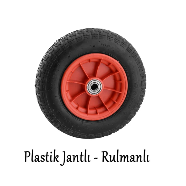 El Arabası Tekeri Plastik Jantlı Yük Taşıma Bilyeli Rulmanlı Havalı Şambrelli 350x70 mm Tekerlek - 4