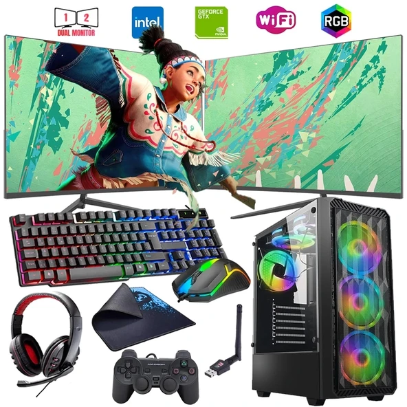i5 12400F 16GB DDR4 1TB m2 8GB RX580 Çift 24" Monitörlü Oyun Bilgisayarı (Gaming SET) ürün görseli