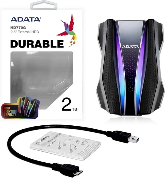 ADATA HD770G 2TB RGB USB 3.2 IP68 Su Geçirmez External HDD - 9