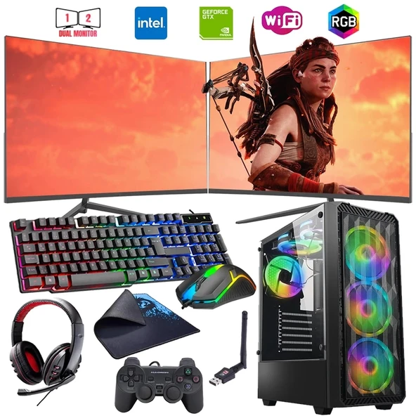 i5 12400F 16GB DDR4 1TB m2 4GB GTX1650 Çift 24" Monitörlü Oyun Bilgisayarı (Gaming SET) ürün görseli
