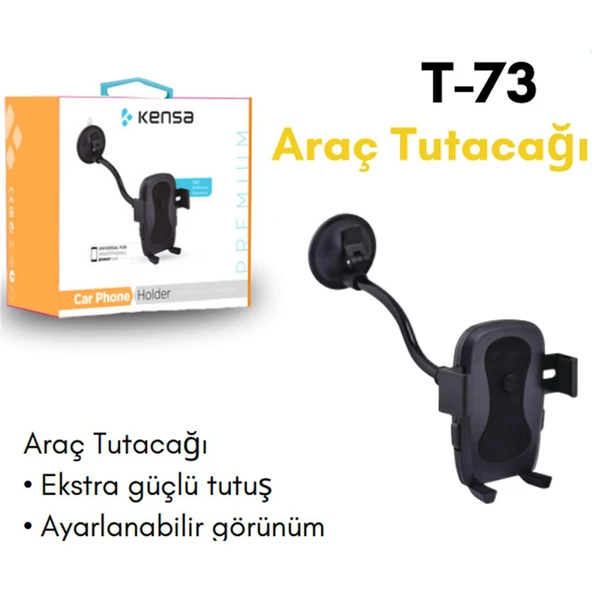 Telefon tutucusu Vantuz + Braketi 360 Derece Telefon Tutucu Siyah- - 1