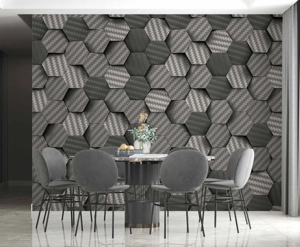 3 Boyutlu Carbon Fiber Görünümlü Duvar Kağıdı Baskı - Resim 5