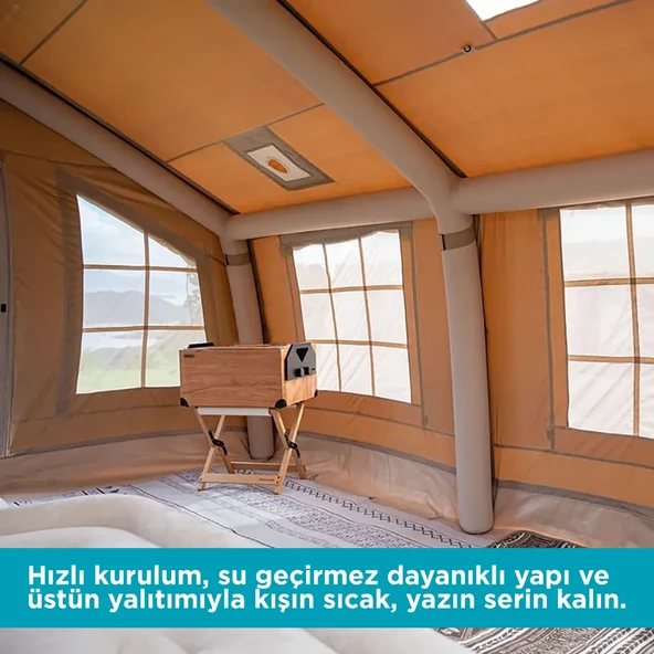 HABL 13 Kişilik 13.2m2 Su,Rüzgar ve Kar Geçirmez 600D Oxford Kumaşlı 4 Mevsim Şişme Çadır 367cm(U) 360cm(G) 220cm(Y) - Resim 5