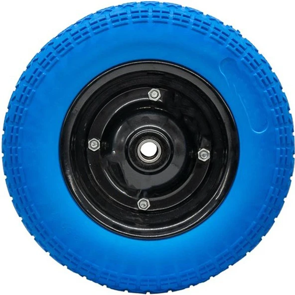 El Arabası Tekeri Yük Taşıma Rulmanlı Patlamayan Poliüretan Teker PU Dolma Tekerlek 350x70 mm - 5