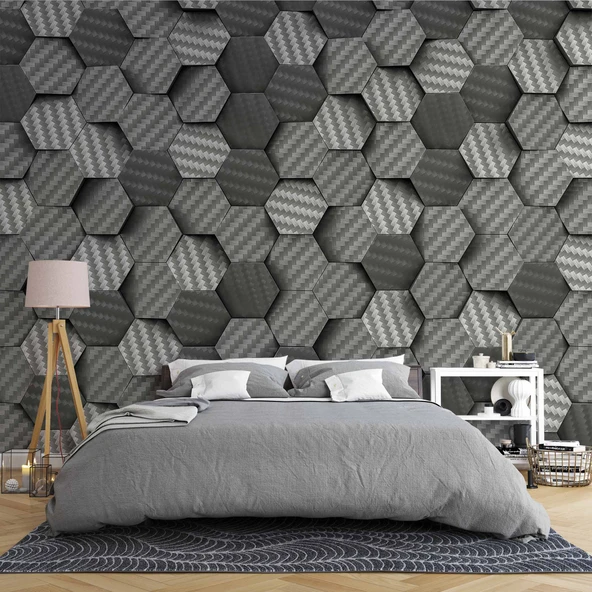 3 Boyutlu Carbon Fiber Görünümlü Duvar Kağıdı Baskı - Resim 2