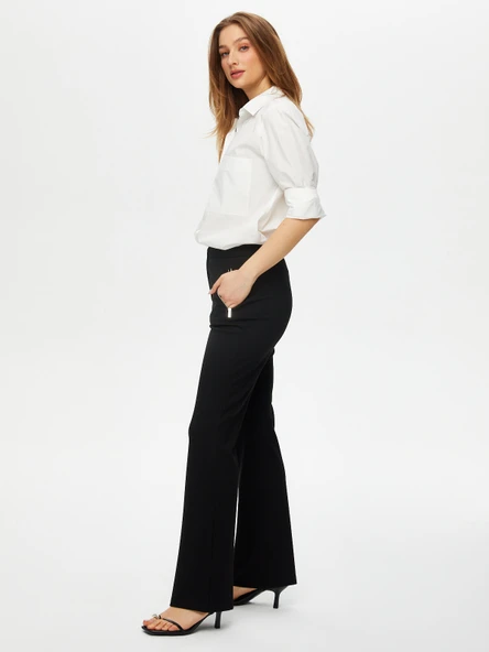 Faik Sönmez Minimalist Yüksek Bel Düz Kadın Pantolon - Günlük & İş - 6