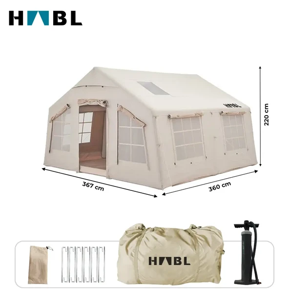 HABL 13 Kişilik 13.2m2 Su,Rüzgar ve Kar Geçirmez 600D Oxford Kumaşlı 4 Mevsim Şişme Çadır 367cm(U) 360cm(G) 220cm(Y) - Resim 2