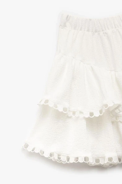 Koton Kız Çocuk Beli Lastikli Katlı Dantel Detaylı Mini Etek - 3
