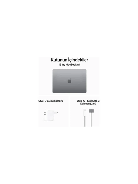 Apple MacBook Air M3 24GB 512GB SSD macOS 15" Taşınabilir Bilgisayar Gece Yarısı MC9L4TU/A - 6
