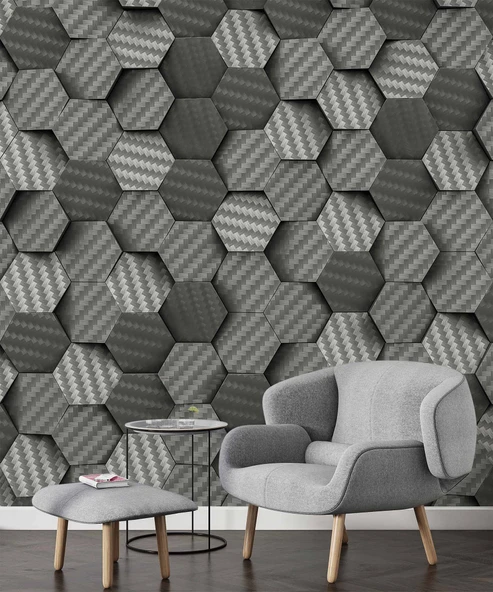 3 Boyutlu Carbon Fiber Görünümlü Duvar Kağıdı Baskı - Resim 6