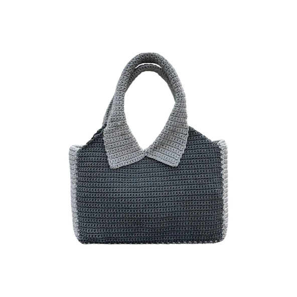 El Yapımı Gri Gömlek Çanta - 2