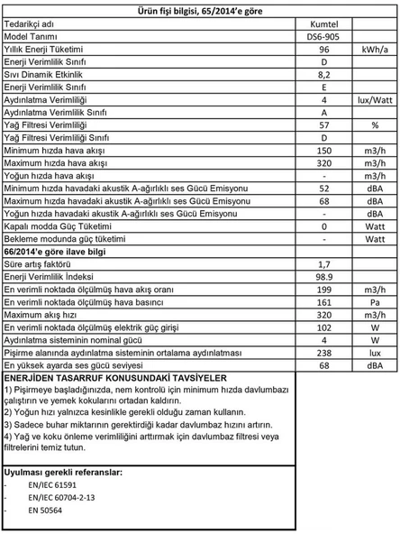 Kumtel DS6-905W Beyaz Sürgülü Aspiratör - 3
