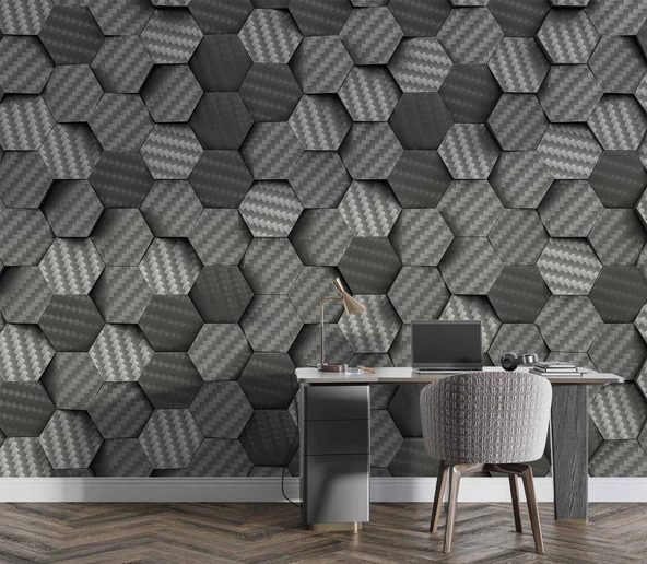 3 Boyutlu Carbon Fiber Görünümlü Duvar Kağıdı Baskı - Resim 4