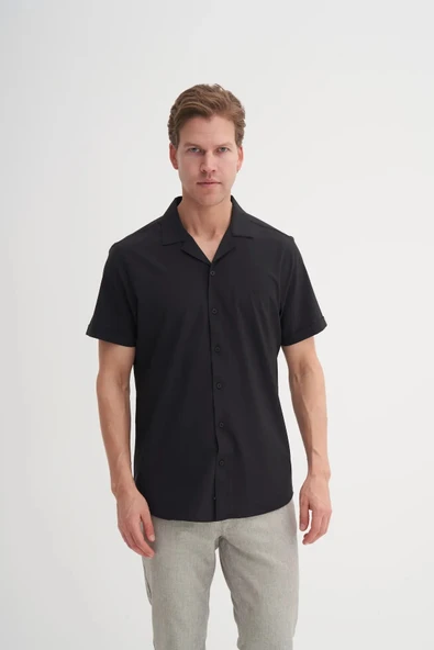 Cazador Regular Fit Kısa Kol Gömlek Siyah