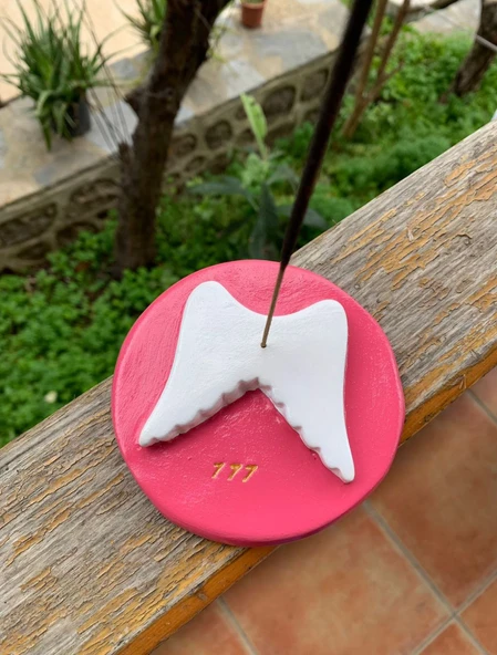 Seramik Tütsülük Pembe Melek Kanatlı Anneye Hediye - 2