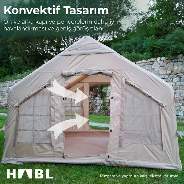 HABL 8 Kişilik 8m2 Su,Rüzgar ve Kar Geçirmez 420D Oxford Kumaşlı 4 Mevsim Şişme Çadır 320cm(U) 250cm(G) 220cm(Y) - 5