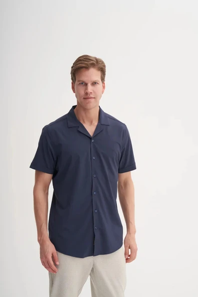 Cazador Regular Fit Kısa Kol Gömlek Lacivert