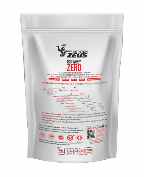 Zeus Nutrıtıon Iso Whey Zero Protein Tozu 2000Gr-Çilek Aromalı - 2