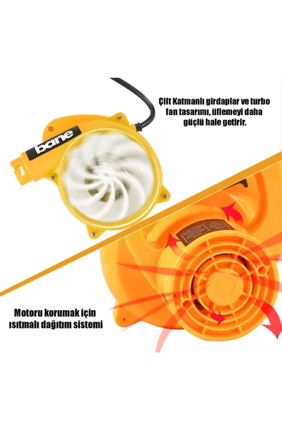 Süper Güç 600 W Çift Katlı Girdap Salyangoz Tip Devir Ayarlı Elektrikli Hava Körüğü Üfleme Makinesi - 2
