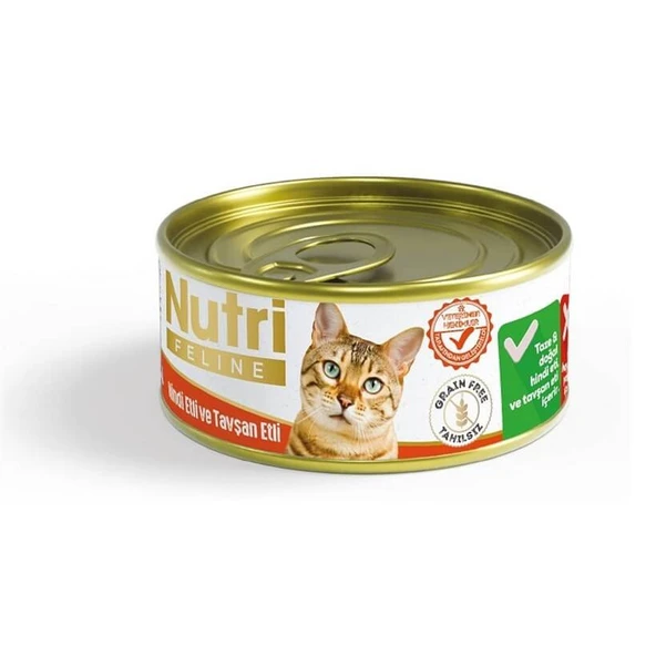 Nutri Feline Hindi Etli ve Tavşanlı Tahılsız Yaş Kedi Maması 85 g