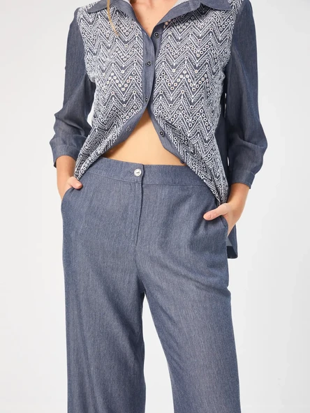 Faik Sönmez Minimalist Yüksek Bel Wide Leg Kadın Pantolon - Günlük Kullanım - 2