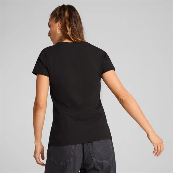 Puma METALLIC No.1 Logo Tee Siyah Kadın Spor Tişört - 631536 01 - 2