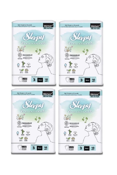 Sleepy Bio Natural Premium Plus Hijyenik Ped Gece 72 Adet