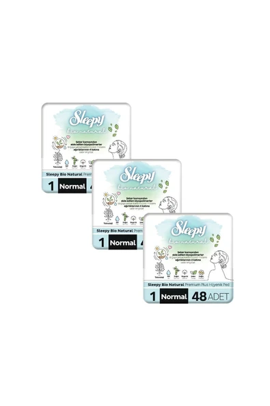 Sleepy Bio Natural Premium Plus Hijyenik Ped Mega Fırsat Paketi Normal 144 Adet - Resim 2