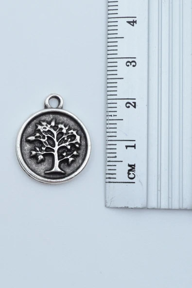 Minimal Hayat Ağacı Gümüş Kaplama Düz Zincir Kolye - Resim 3