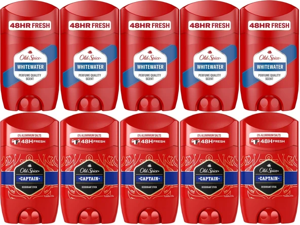 Old Spice WhiteWater & Captain Stick Roll-On Men/Erkek Deodorant 50ML (Karma 10 Lu Set)