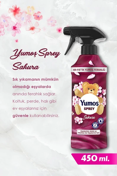 Yumoş Sprey Lotus, Sakura, Amber ve Lilyum 450 Ml Yıkanması Zor Eşyalar ve ROSIE - Resim 5