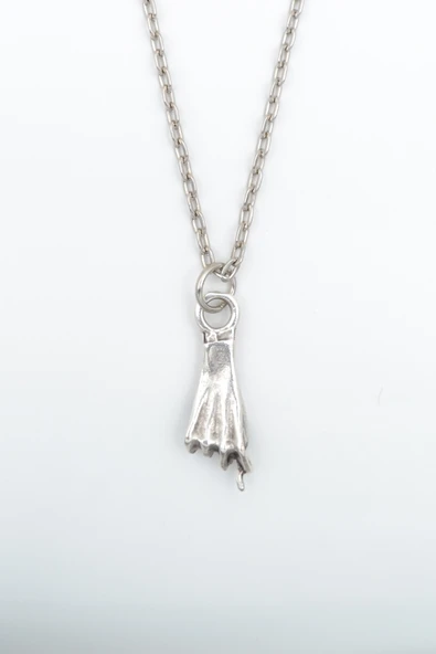 Nah El Hareketi Gümüş Kaplama Düz Zincir Kolye ürün görseli 1