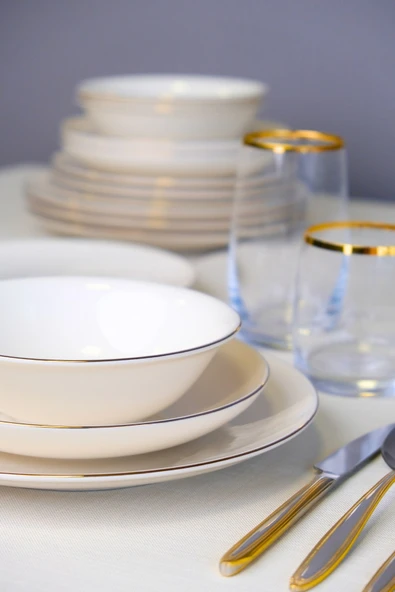 Tabak Evi Chic Altın Yaldız Porselen Yemek Takımı 24 Parça 6 Kişilik - 2