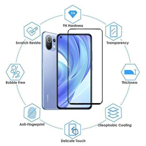 Xiaomi Mi 11 Lite Zore Kenarları Kırılmaya Dayanıklı Cam Ekran Koruyucu - 3