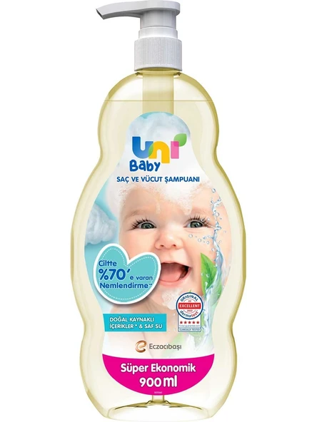 Uni Baby Bebek Saç ve Vücut Şampuanı 900ML Klasik (Pompalı) Süper Ekonomik Pk - 1