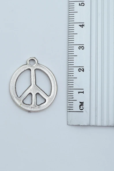 Minimal Barış Sembolü Gümüş Kaplama Düz Zincir Kolye - Resim 3