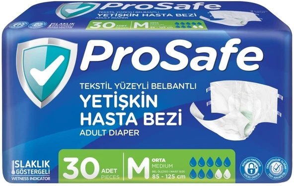 Prosafe Hasta Bezi Yetişkin Bel Bantlı Tekstil Yüzey M - Medium - Orta Boy 120 Adet (4PK*30) - 2