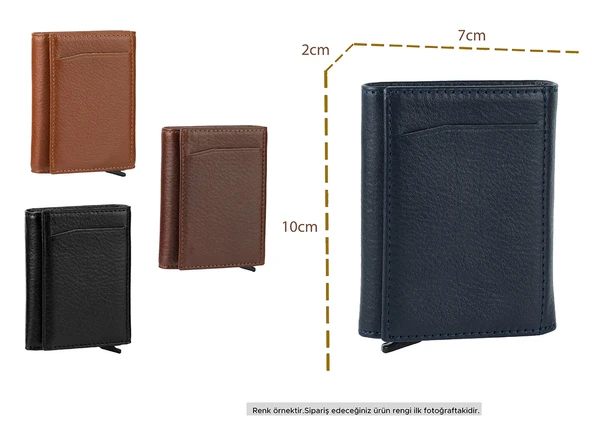 Bagacar Camel Bozuk Para Bölmeli Çıtçıtlı Hakiki Deri Mekanizmalı Kartlık Cüzdan - 8