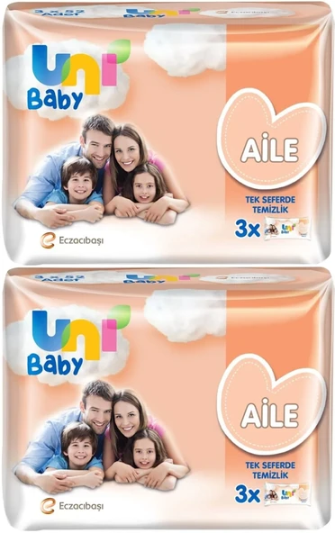 Uni Baby Islak Havlu Mendil Aile 52 Yaprak (6 Lı Set) 312 Yaprak (2PK*3)
