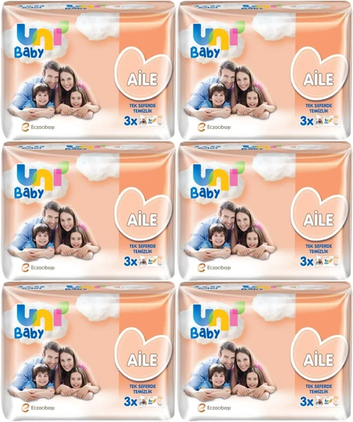 Uni Baby Islak Havlu Mendil Aile 52 Yaprak (18 Li Set) 936 Yaprak (6PK*3)