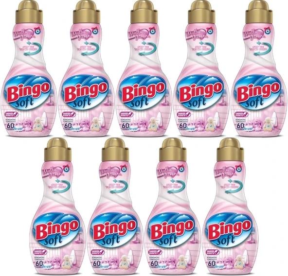Bingo Soft Çamaşır Yumuşatıcı Konsantre 1440ML Mutlu Yuvam (9 Lu Set)
