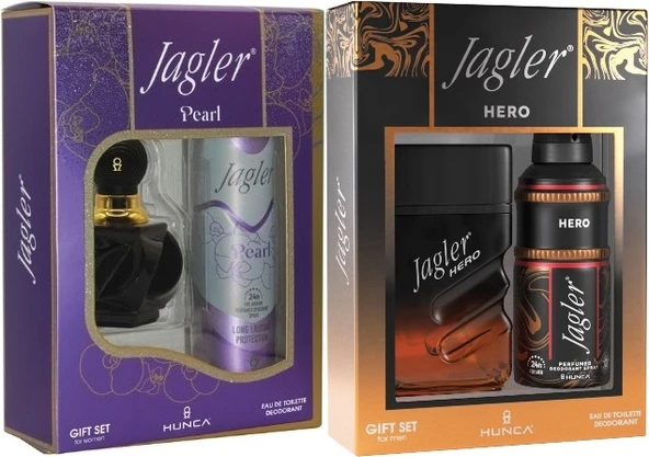Jagler Parfüm Seti (Karma Set) Kadın 60ML Pearl + Deodorant / Erkek 90ML Hero + Deodorant