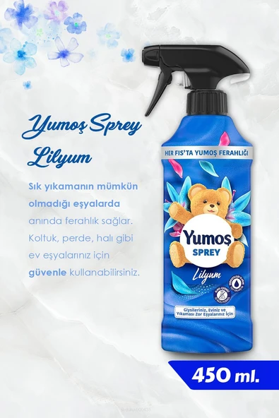 Yumoş Sprey Lotus, Sakura, Amber ve Lilyum 450 Ml Yıkanması Zor Eşyalar ve ROSIE - Resim 3