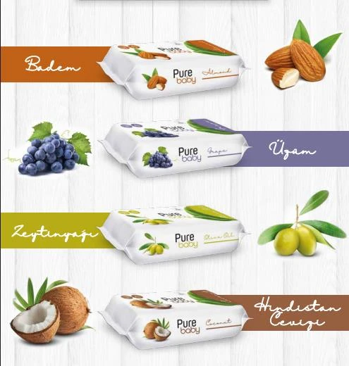 Üzümlü 50'li Islak Bebek Havlusu Pure Baby X 3 ve ROSIE - 2