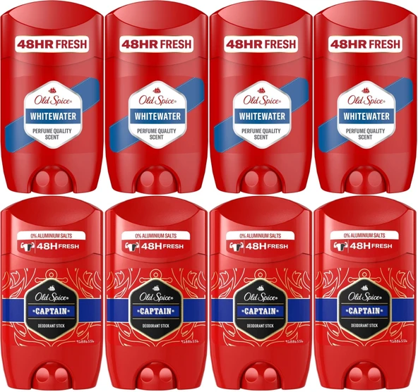Old Spice WhiteWater & Captain Stick Roll-On Men/Erkek Deodorant 50ML (Karma 8 Li Set)