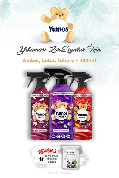 Yumoş 450 ml Yıkaması Zor Eşya Spreyi Lotus, Sakura ve Amber ROSIE Hediye ürün görseli