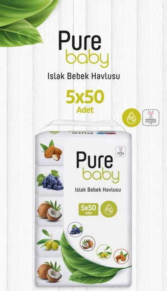 Üzümlü 50'li Bebek Islak Mendil Pure Baby Organik Pamuk 90'lı ve ROSIE - 2