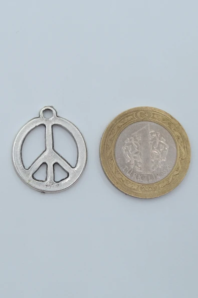 Minimal Barış Sembolü Gümüş Kaplama Düz Zincir Kolye - Resim 4