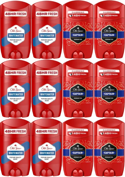 Old Spice WhiteWater & Captain Stick Roll-On Men/Erkek Deodorant 50ML (Karma 12 Li Set)