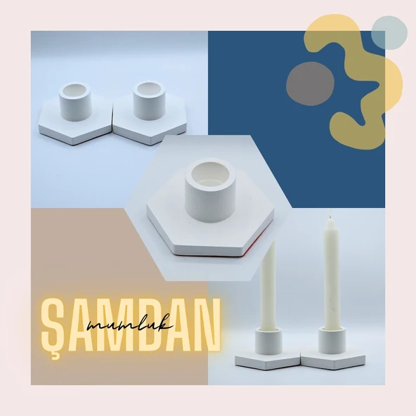 Lumen Dekoratif 2'li Mumluk & Şamdan Seti | El Yapımı | Minimalist Tasarım - 4